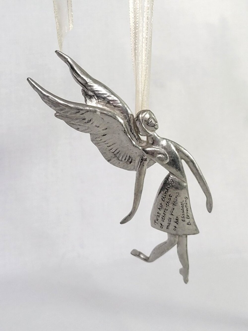 Vtg Midwest of Cannon Falls Pewter Serenity Angel Ornament Elizabeth Browning
